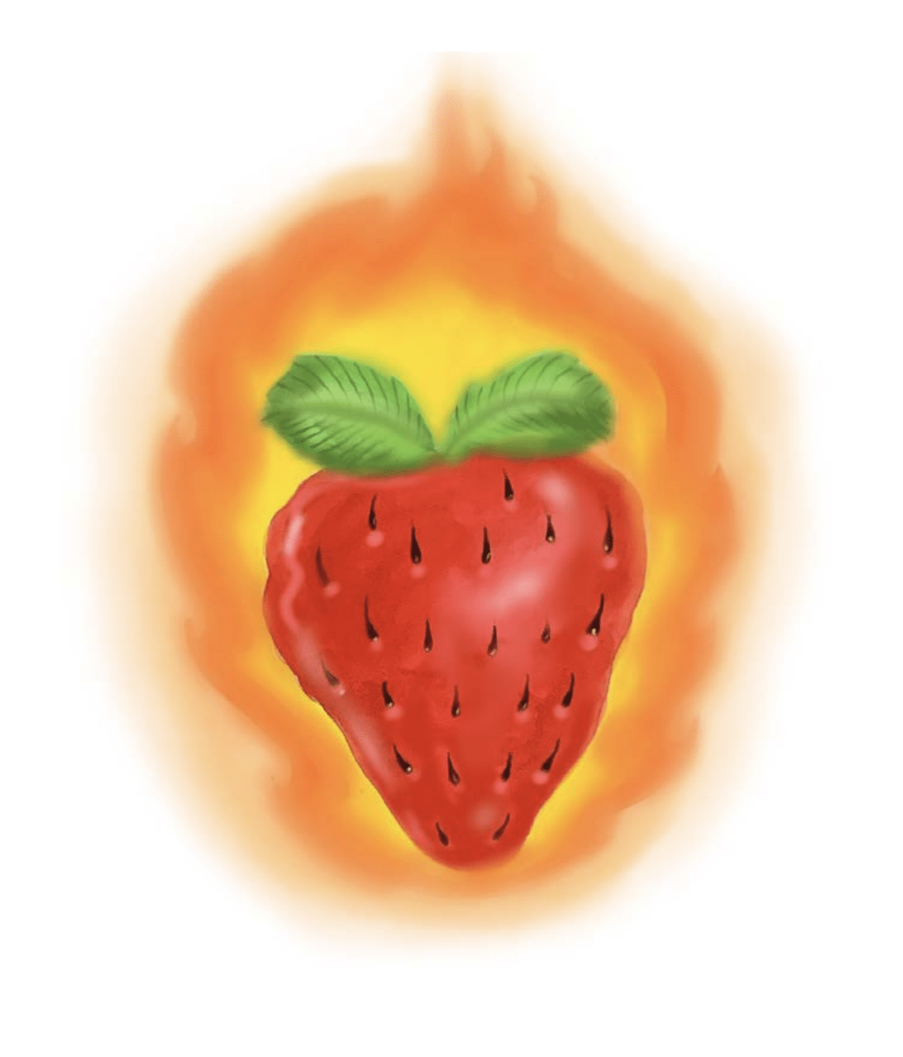 artwork of flaming strawberry